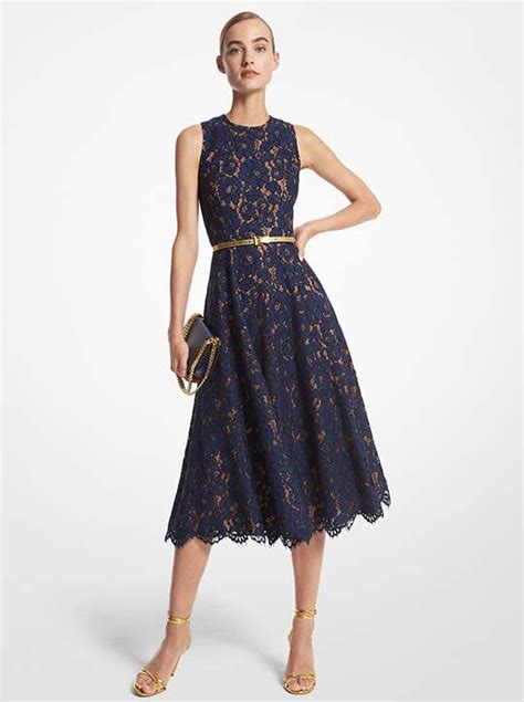 michael kors lace illusion fit flare|Cotton Blend Floral Lace Dress .